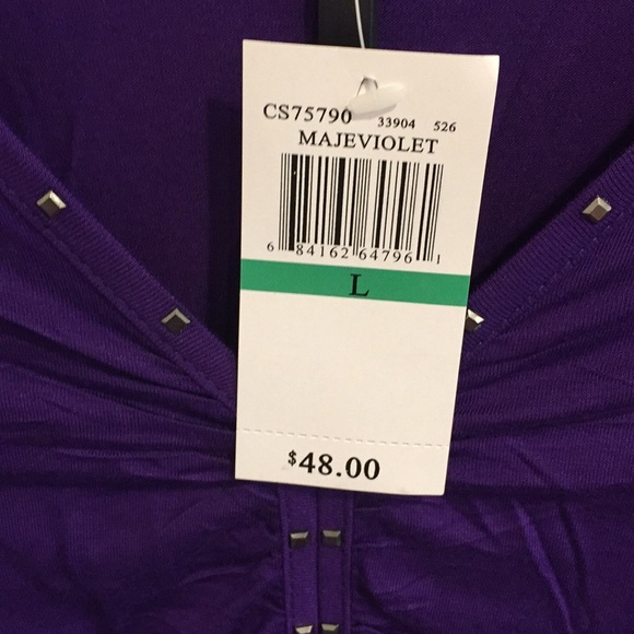 NWT Cable & Gauge Violet Ruched Front Studded Top - Picture 4 of 8